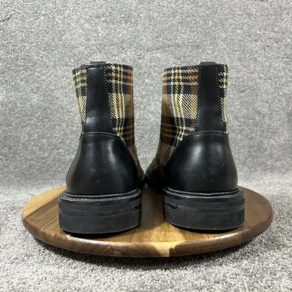 Taft The Jack Mens Size 11  EU 44 Brown Yellow Plaid Wool Business Preppy Boots